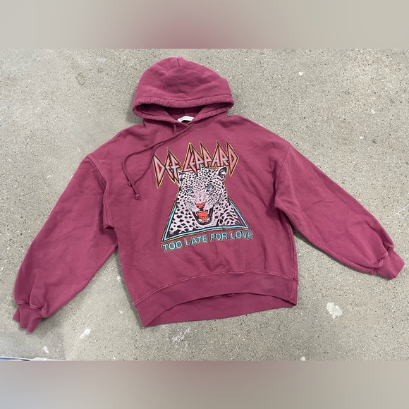 Made in USA Daydreamer Def Leppard Too Late For Love Oversized Hoodie size XS - Picture 2 of 7